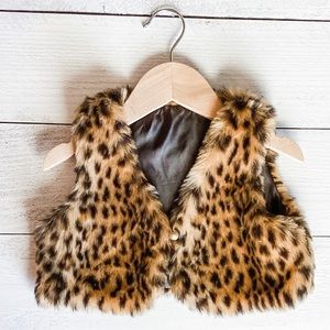 Toddler animal print faux fur vest